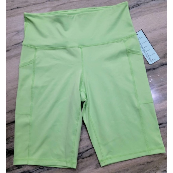 IDEOLOGY Women's Performance High Rise 10" Bike Shorts Pistachio Green Medium - Picture 2 of 9